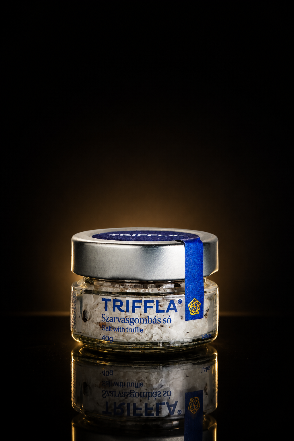 Premium Sea Salt with Truffle by Amber & Truffle — hand-harvested sea salt infused with summer truffle in a glass jar